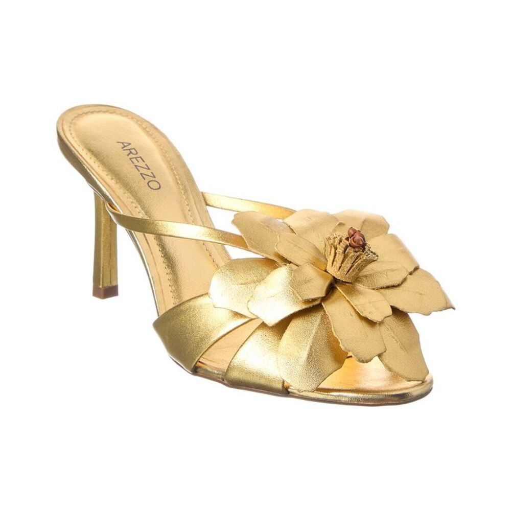 Arezzo Daisy Leather Sandal, Gold